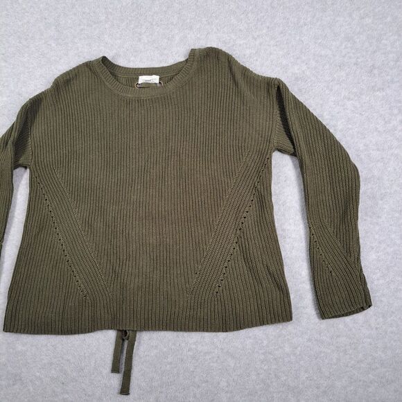 Lucky Brand Sweater Womens Medium Knit Oversized Back Straps Green - Picture 3 of 10